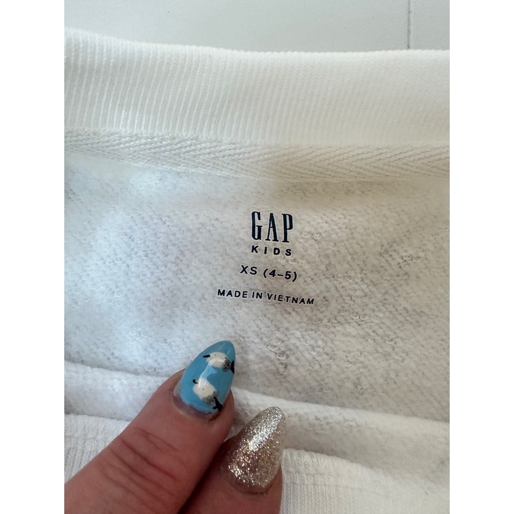 Gap Kids Sweatshirt Jogger Set Girls 5 XS Blue White Floral Fleece NWT Toile - Picture 9 of 11